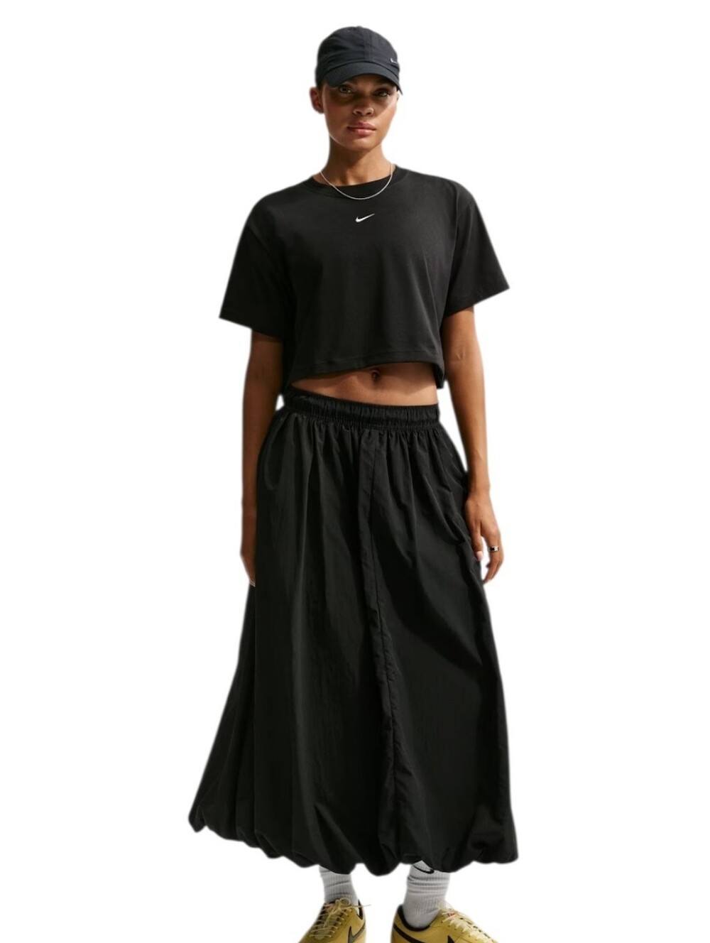 Nike Black Cropped Swoosh Tee for Women - Picture 2 of 3